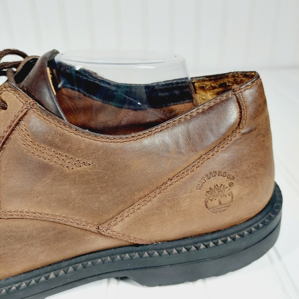 Timberland Men's 72521 Comfort Waterproof Leather Tan Lace Up Oxford Shoes A619 - Picture 9 of 14